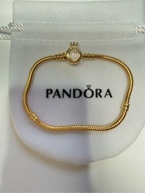 Pandora Bracelet — Gold-Plated, Crown Design 6.9 inch